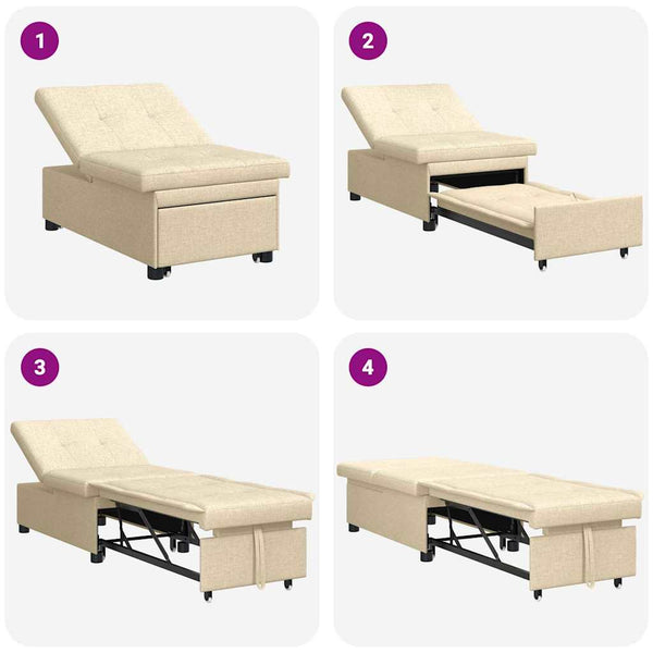 Ausziehbares Schlafsofa Creme Stoff