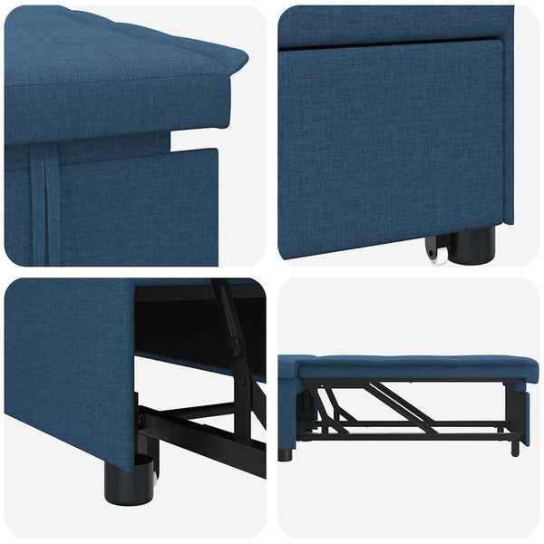Ausziehbares Schlafsofa Blau Stoff 194 cm