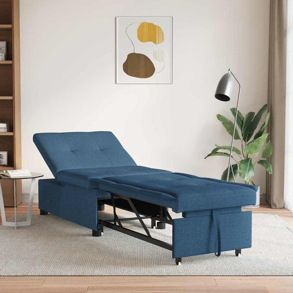 Ausziehbares Schlafsofa Blau Stoff 194 cm