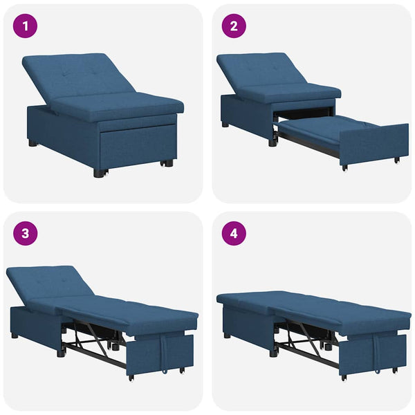 Ausziehbares Schlafsofa Blau Stoff 194 cm
