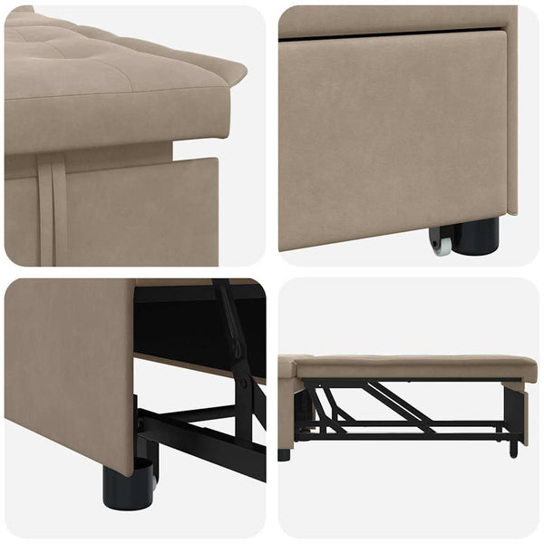 Ausziehbares Schlafsofa Taupe Mikrofaser