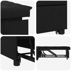 Schlafsofa Ausziehbar Schwarz Mikrofaser