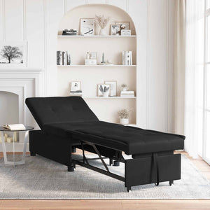 Schlafsofa Ausziehbar Schwarz Mikrofaser
