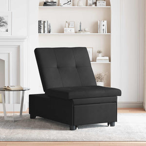 Schlafsofa Ausziehbar Schwarz Mikrofaser