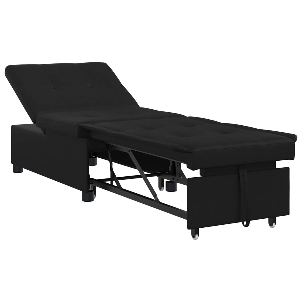 Schlafsofa Ausziehbar Schwarz Mikrofaser