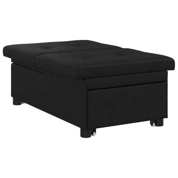 Schlafsofa Ausziehbar Schwarz Mikrofaser