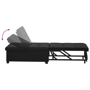 Schlafsofa Ausziehbar Schwarz Mikrofaser