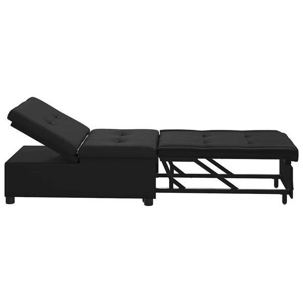 Schlafsofa Ausziehbar Schwarz Mikrofaser