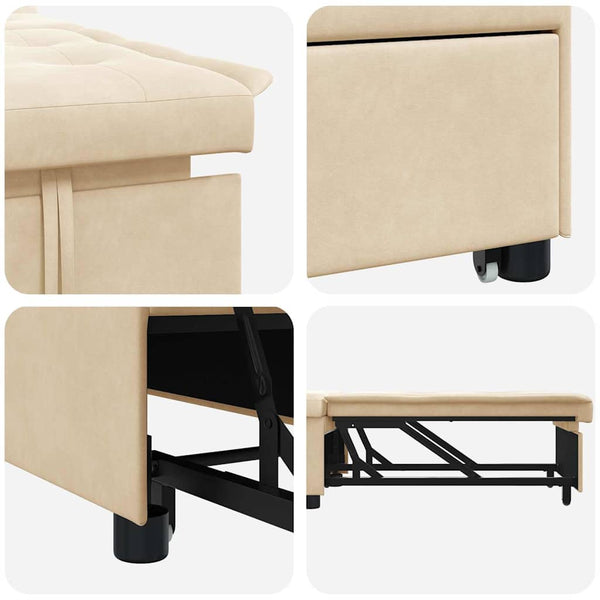 Ausziehbares Schlafsofa Creme Mikrofaser