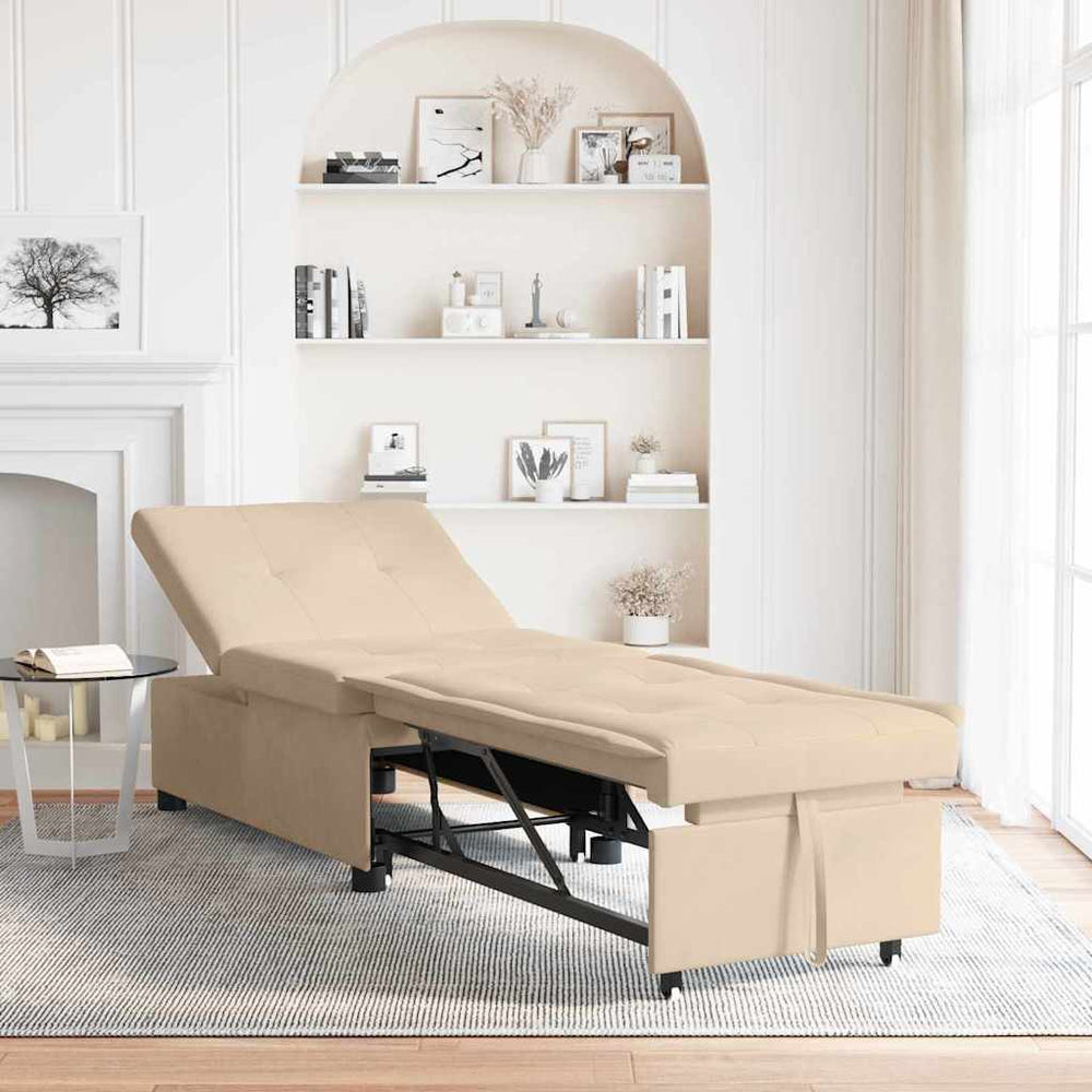 Ausziehbares Schlafsofa Creme Mikrofaser
