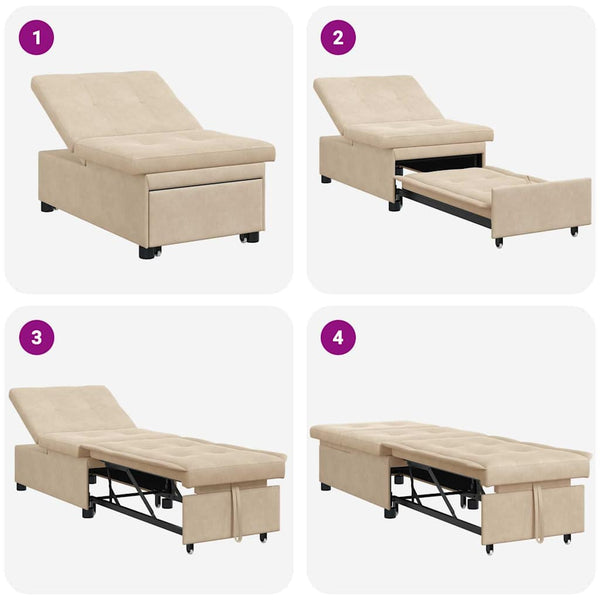 Ausziehbares Schlafsofa Creme Mikrofaser