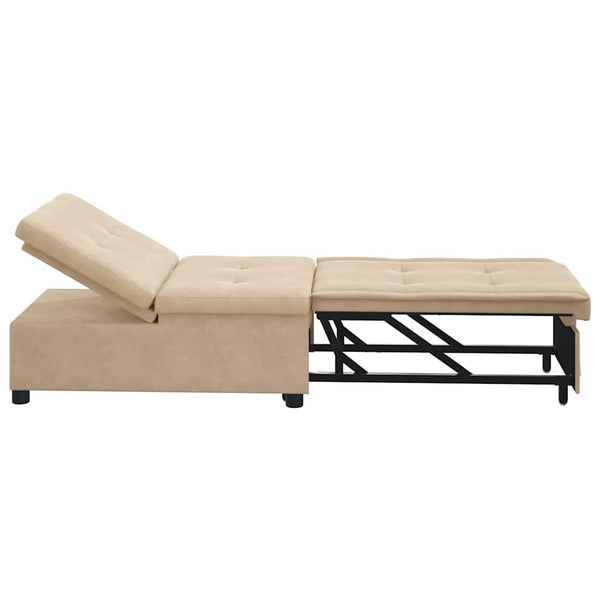 Ausziehbares Schlafsofa Creme Mikrofaser