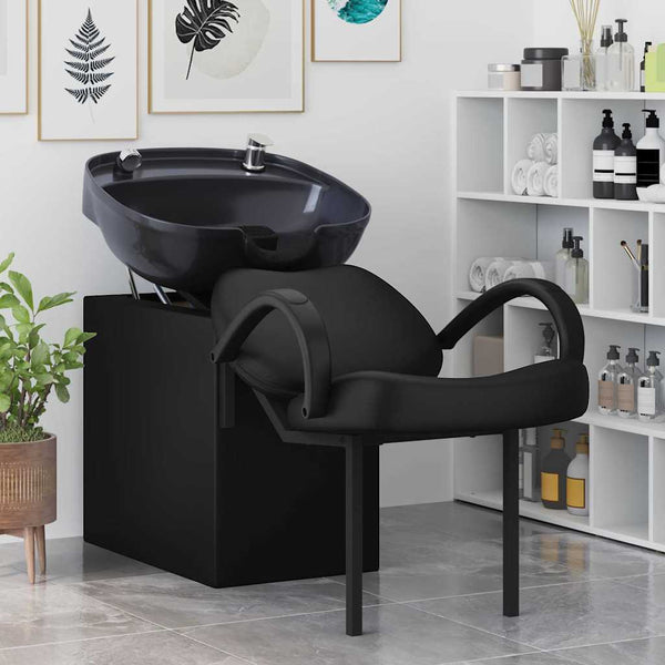 Schwarzer Shampoo Stuhl PVC, 136 cm
