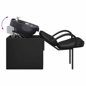 Schwarzer Shampoo Stuhl PVC, 136 cm