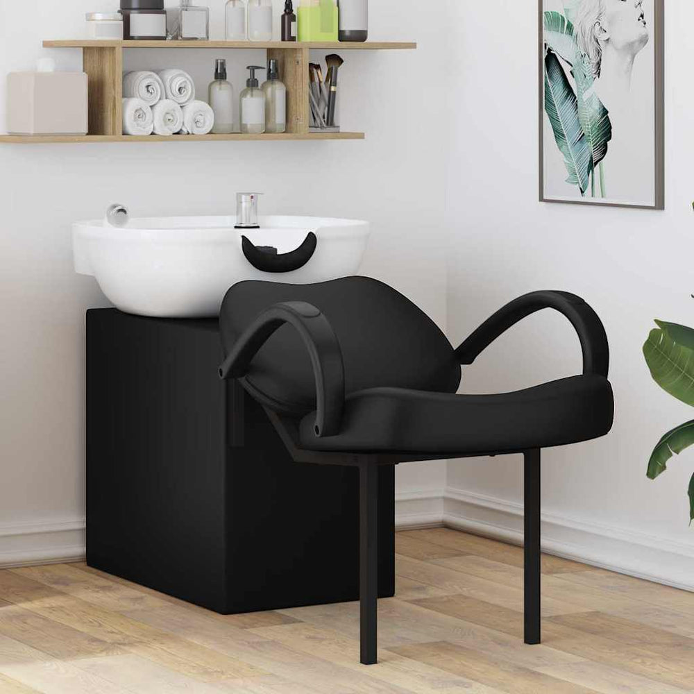 vidaXL Shampoo Chair Black and White 136 x 60 x 92 cm PVC