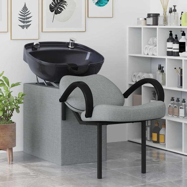 Shampoo Stuhl Hellgrau Schwarz Stoff