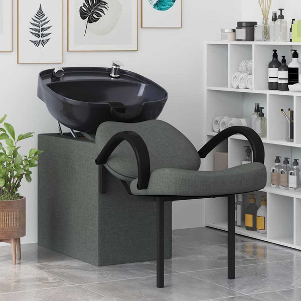 Shampoo Stuhl Dunkelgrau Schwarz Stoff