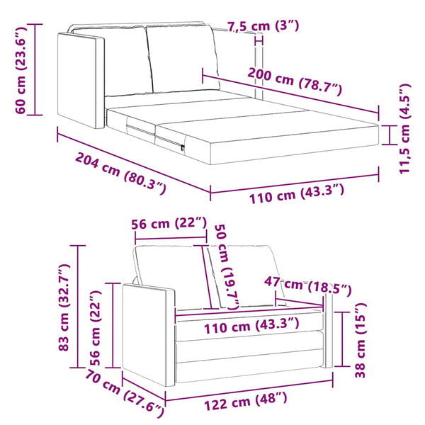 Hellgrünes Samt Schlafsofa 204 cm