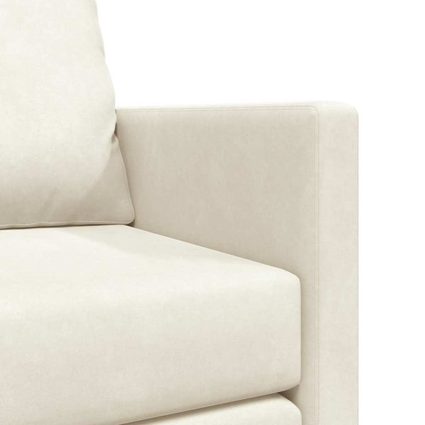Creme Samt Schlafsofa 204 cm