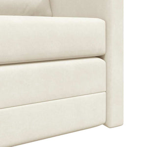 Creme Samt Schlafsofa 204 cm
