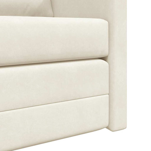 Creme Samt Schlafsofa 204 cm