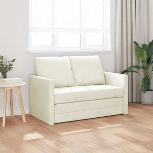 Creme Samt Schlafsofa 204 cm