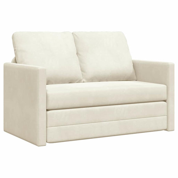 Creme Samt Schlafsofa 204 cm