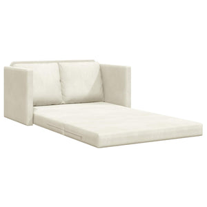 Creme Samt Schlafsofa 204 cm