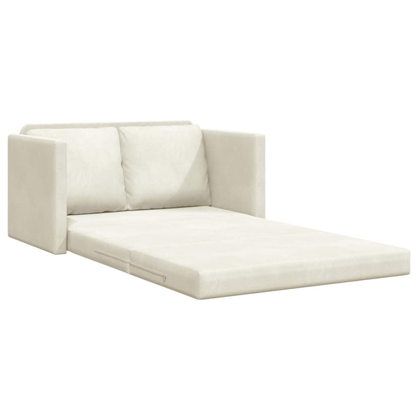 Creme Samt Schlafsofa 204 cm