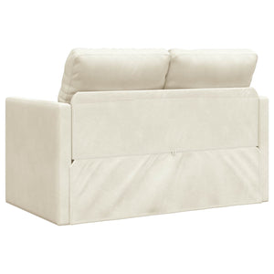 Creme Samt Schlafsofa 204 cm