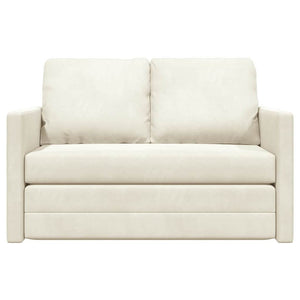 Creme Samt Schlafsofa 204 cm