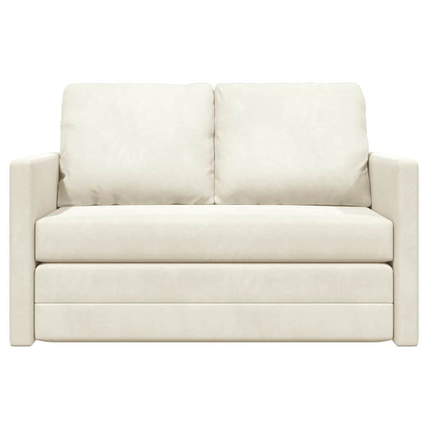 Creme Samt Schlafsofa 204 cm