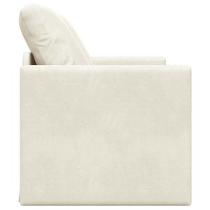 Creme Samt Schlafsofa 204 cm