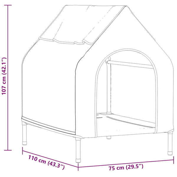Schwarzes Hundehaus aus Stahl, 110x75x90 cm