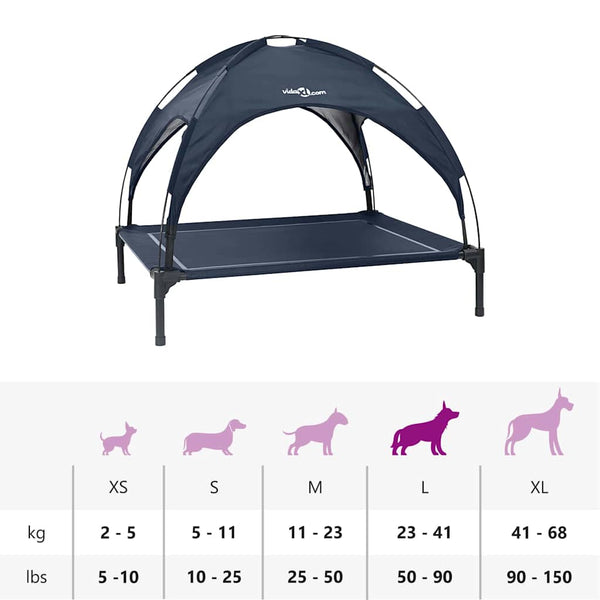 Marineblaues Hundebett aus Stahl, 90 cm