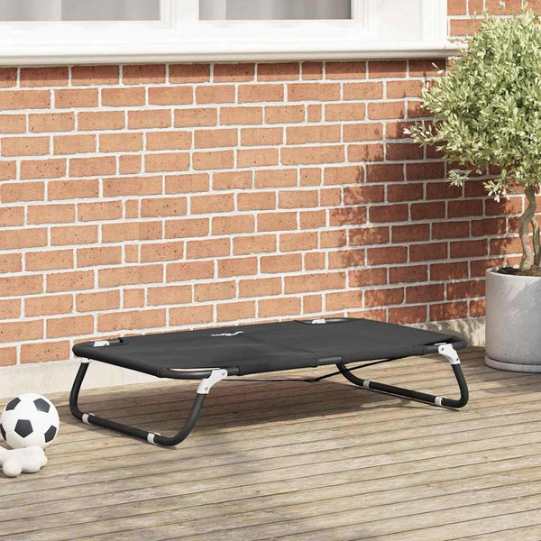 Schwarzes Hundebett 90x55 cm Stahlrahmen