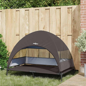vidaXL Lit de camp surélevé pour chien Marron 127 x 81 x 108 cm Tissu et Acier