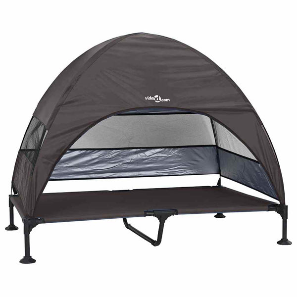 vidaXL Lit de camp surélevé pour chien Marron 127 x 81 x 108 cm Tissu et Acier