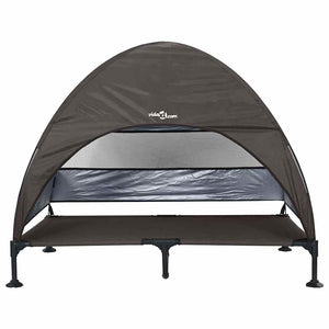 vidaXL Lit de camp surélevé pour chien Marron 127 x 81 x 108 cm Tissu et Acier