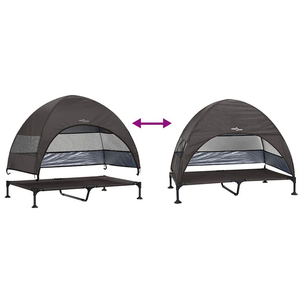 vidaXL Lit de camp surélevé pour chien Marron 127 x 81 x 108 cm Tissu et Acier