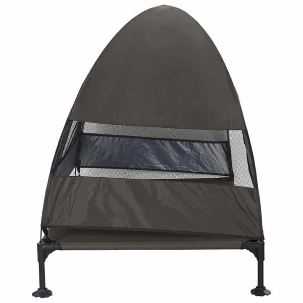 vidaXL Lit de camp surélevé pour chien Marron 127 x 81 x 108 cm Tissu et Acier