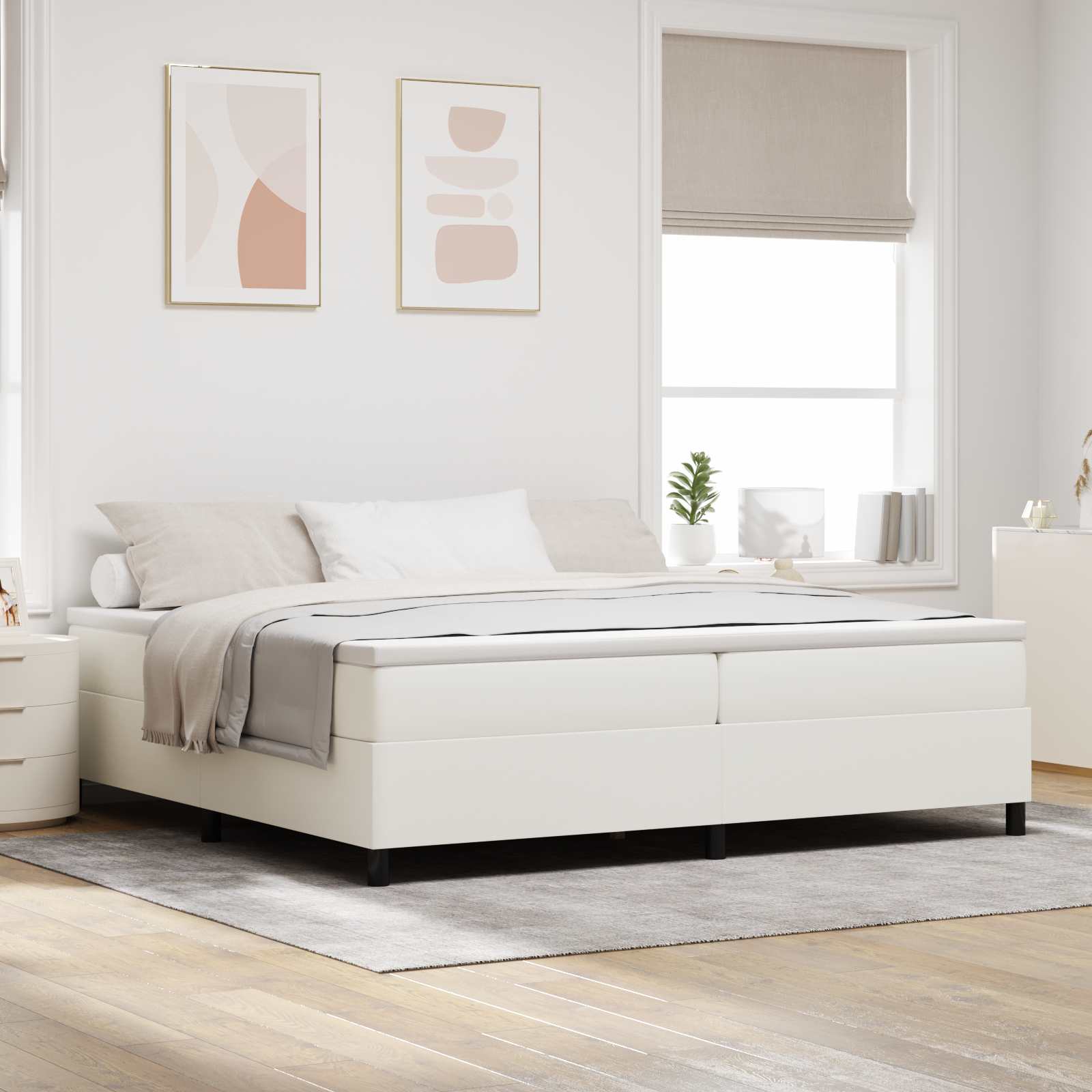 Plattformbettgestell Creme 200x200 cm Cordstoff