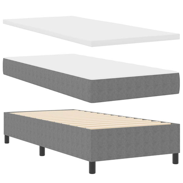 vidaXL Lit coffre gris clair et blanc 80 x 200 cm en tissu corduroy
