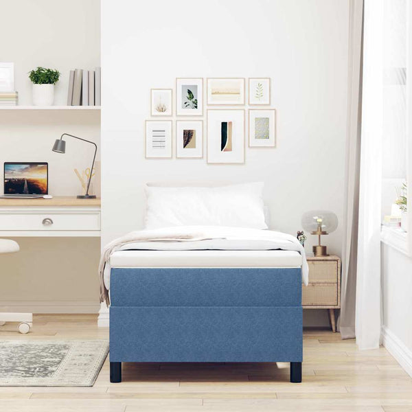 vidaXL Lit coffre de rangement bleu et blanc 80 x 200 cm en velours côtelé