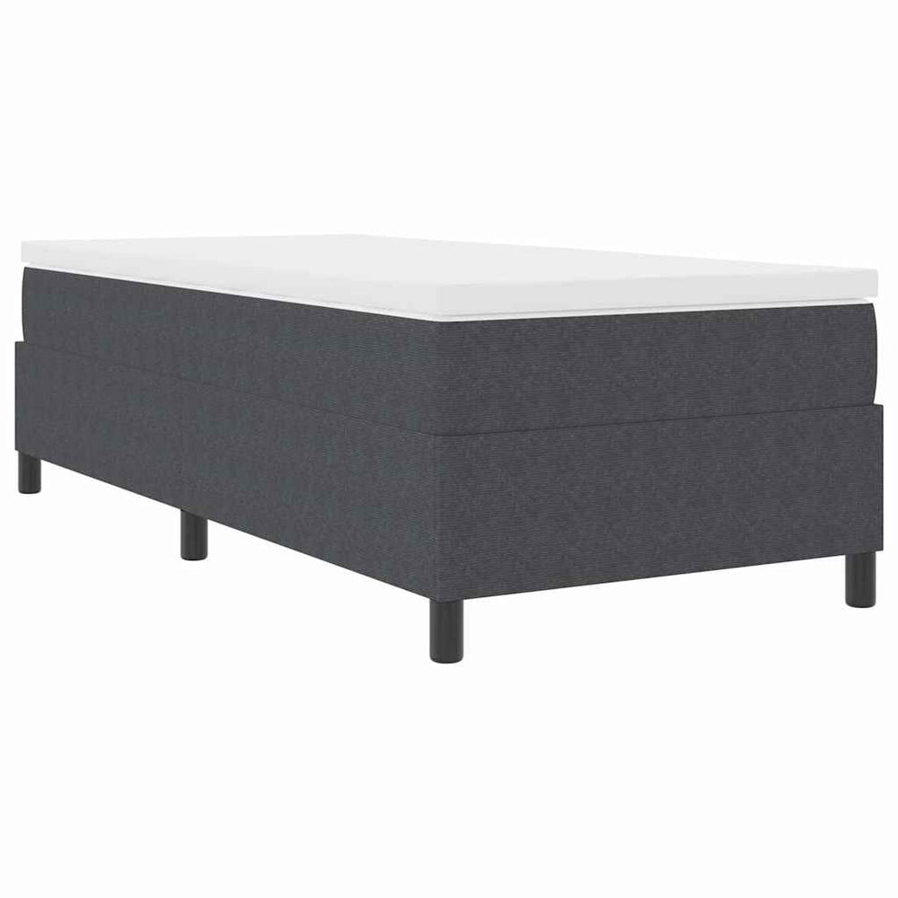 vidaXL Lit boxspring gris foncé et blanc 90 x 190 cm en tissu de velours côtelé