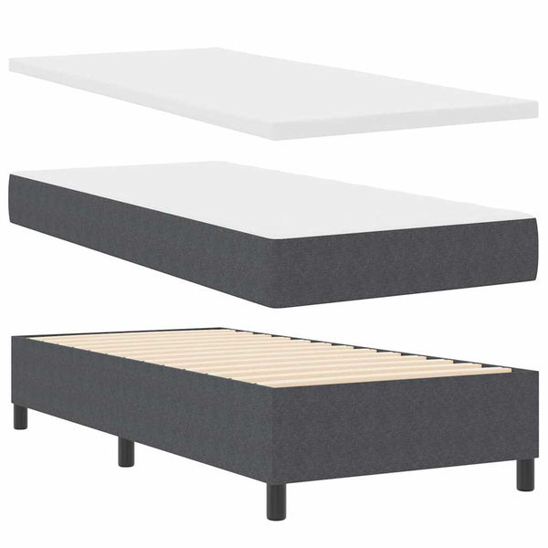 Boxspringbett 90x190 cm Dunkelgrau Weiß Cordstoff