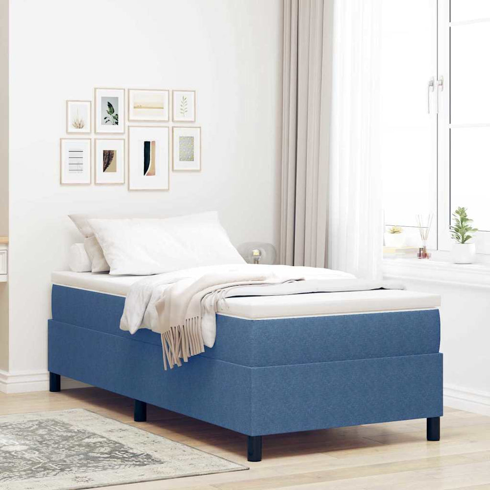 Boxspringbett 90x190 cm Blau-Weiß Cordstoff