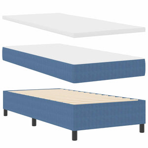 Boxspringbett 90x190 cm Blau-Weiß Cordstoff