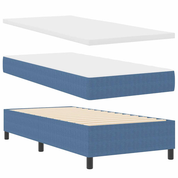 Boxspringbett 90x190 cm Blau-Weiß Cordstoff
