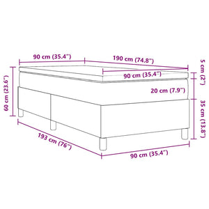 Boxspringbett 90x190 cm Blau-Weiß Cordstoff